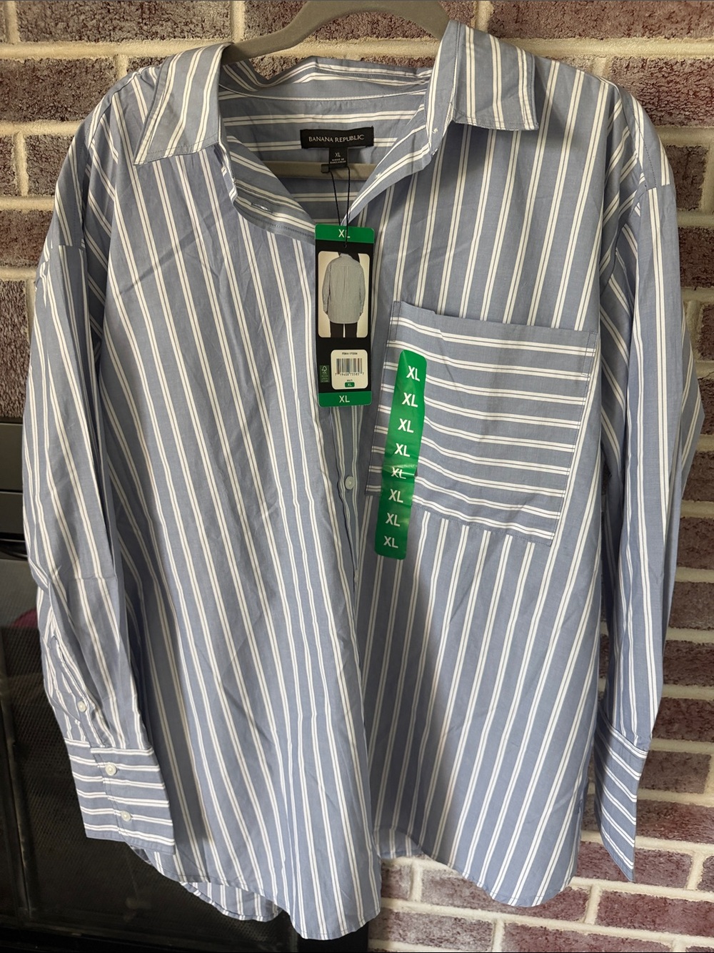 Banana Republic Light Blue & White Striped Button-Down Shirt
